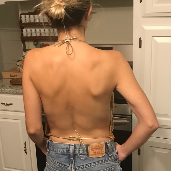 Anthony Ferrara Whiting &Davis Gold Mesh Halter - Picture 5 of 8